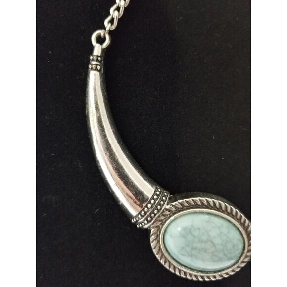 TWELVE inch necklace with large blue stone n130 - Picture 3 of 11